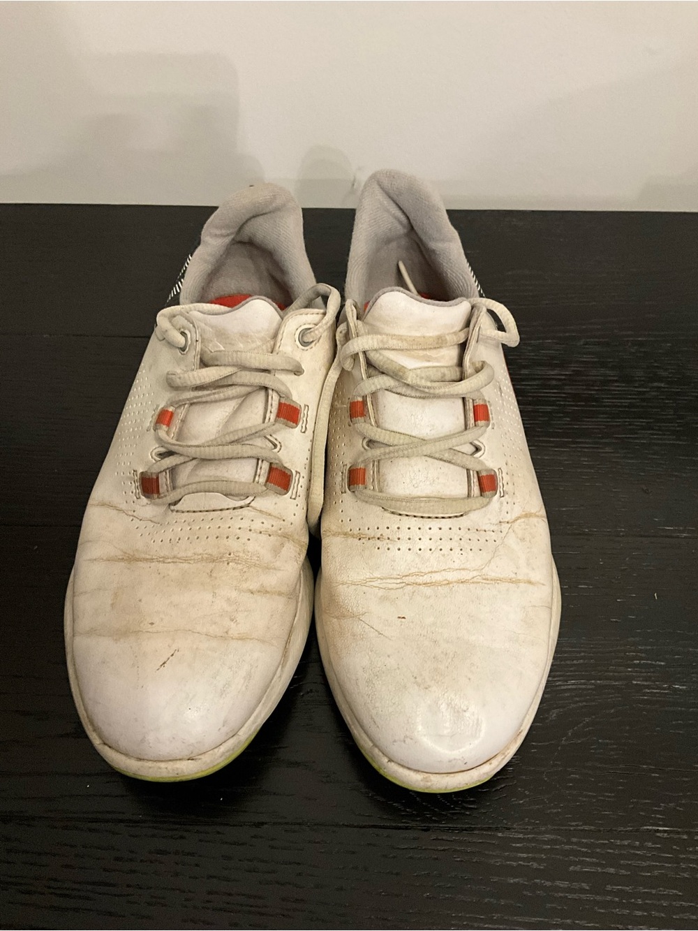 FootJoy Kids White Athletic Lace-Up Shoes with Orange Accents